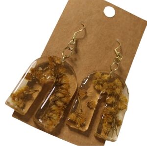 Resin Arch Earrings with Dried Flowers -Handmade By Me -Hypoallergenic